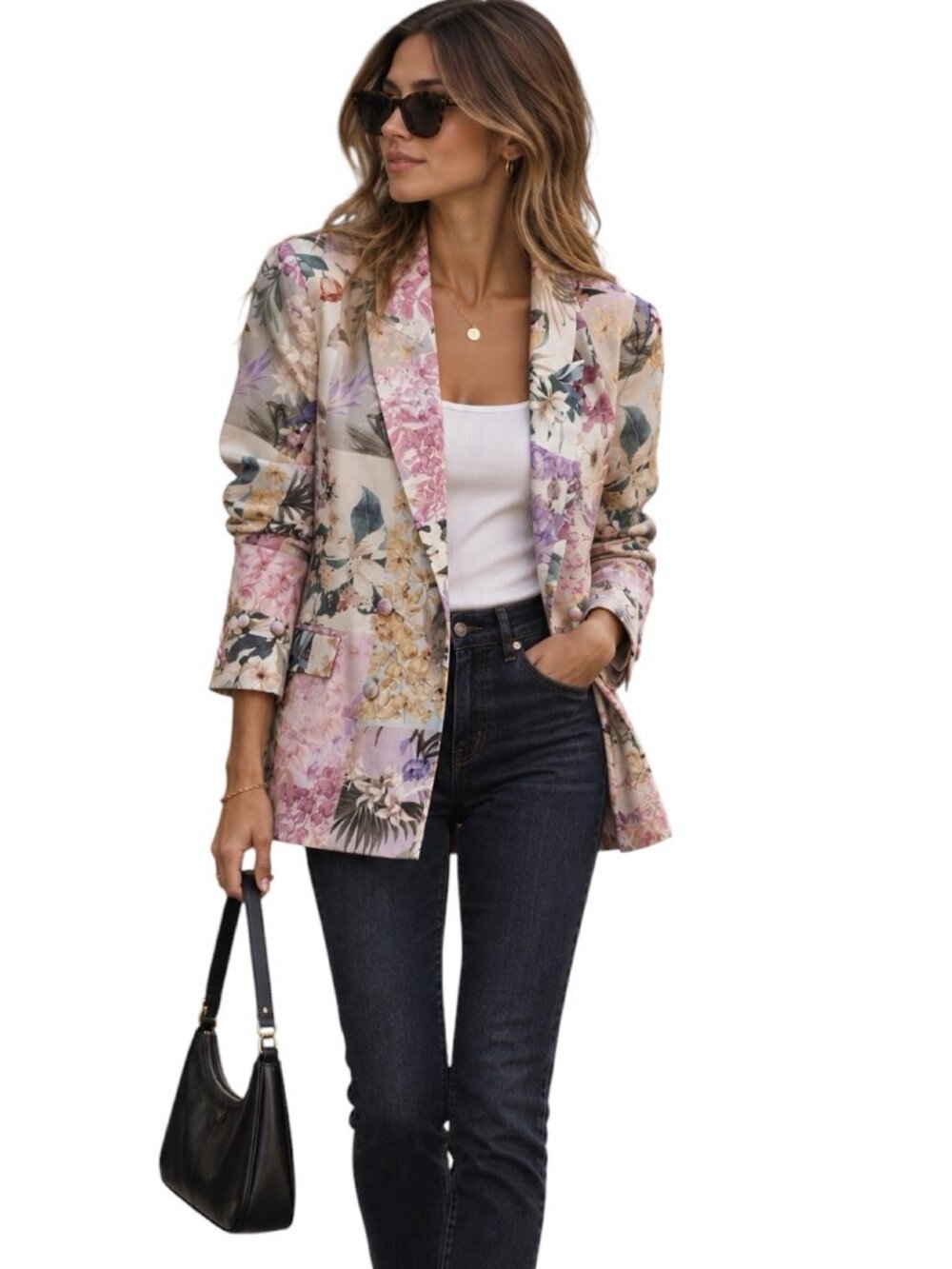 🌸VICI Floral Print Cotton & Linen Lightweight Oversized Tailored Blazer | M